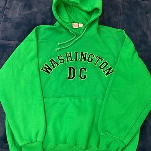 Adult Large Green Embroidered & Stitched Washington DC Hoodie